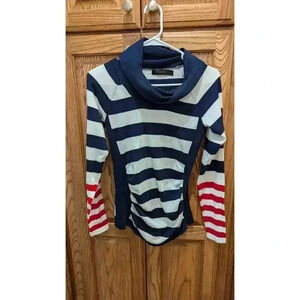 Women's striped red white & blue nautical cowl neck sweater the Limited size S